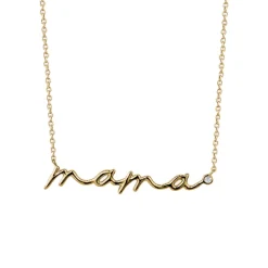 Cursive Solid Gold Mama Necklace