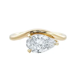 Curved Amara Pear Cut Lab Grown Diamond Engagement Ring