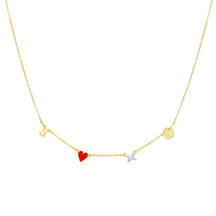Custom Initial Heart Zodiac Necklace
