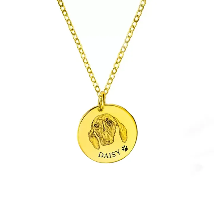 Custom Pet Portrait Disc Necklace