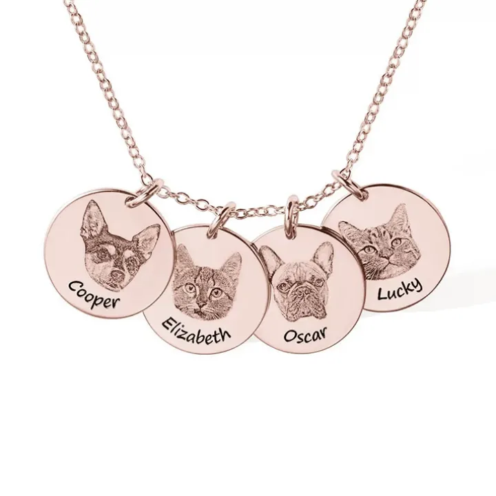 Custom Pet Portrait Disc Necklace