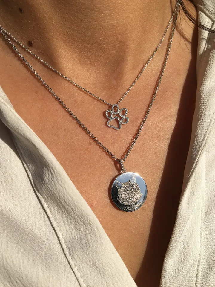 Custom Pet Portrait Disc Necklace