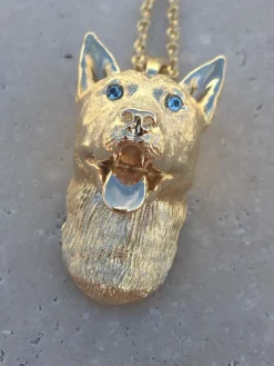 Custom Yellow Gold Dog Necklace