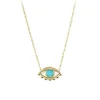Diamond and Turquoise Enamel Evil Eye Necklace