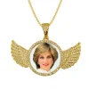 Diamond Angel Wings Memorial Photo Necklace