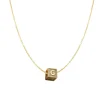 Diamond Block Charm Initial Necklace