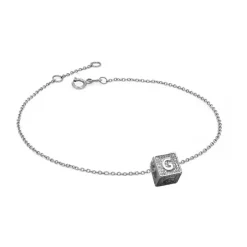 Diamond Block Charm Initial Bracelet