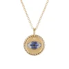 Diamond Blue Sapphire Evil Eye Disc Necklace