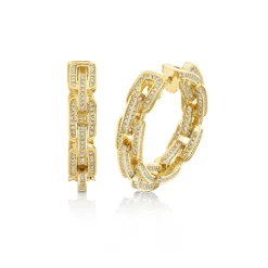 Diamond Chain Link Huggies
