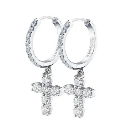 Diamond Cross Drop Earrings