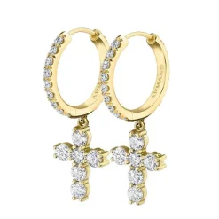 Diamond Cross Drop Earrings