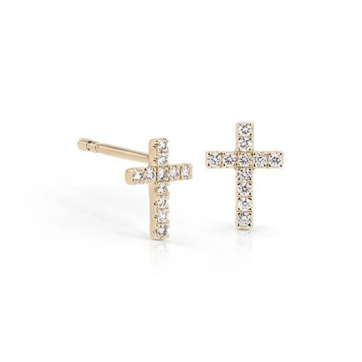 Diamond Cross Earrings