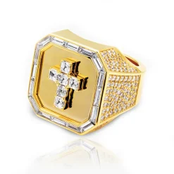Diamond Cross Signet Ring