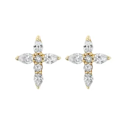 Diamond Cross Stud Earrings