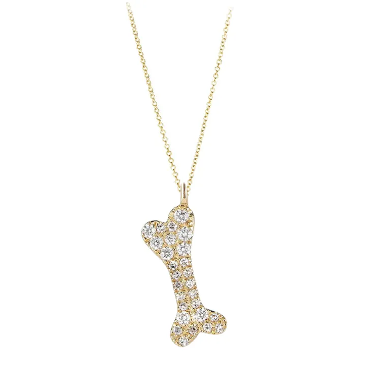Diamond Encrusted Dog Bone Pendant