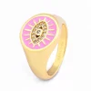 Diamond Evil Eye Enamel Signet Ring