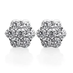 Diamond Flower Cluster Studs