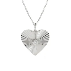 Diamond Fluted Heart Necklace