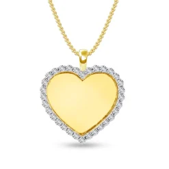 Diamond Heart Shaped Memorial Photo Necklace