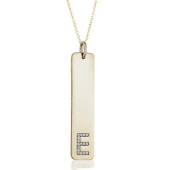 Diamond Initial Bar Pendant