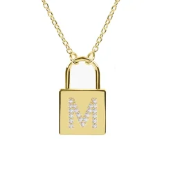 Diamond Initial Padlock Necklace