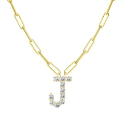 Diamond Initial Pendant with Paperclip Chain