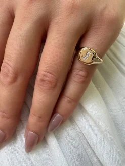Diamond Initial Pinky Ring