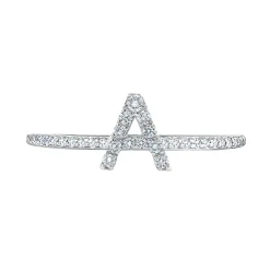 Diamond Initial Ring with Diamond Band