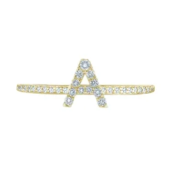 Diamond Initial Ring with Diamond Band