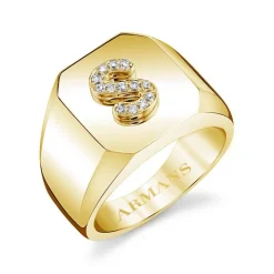 Diamond Initial Signet Ring