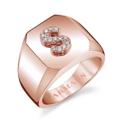 Diamond Initial Signet Ring