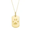 Diamond Link Dog Tag Necklace with Paw Print