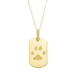 Diamond Link Dog Tag Necklace with Paw Print