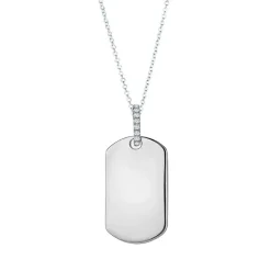 Diamond Link Dog Tag Necklace