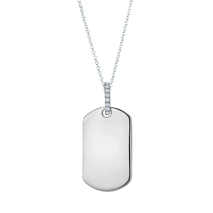 Diamond Link Dog Tag Necklace