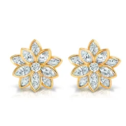 Diamond Lotus Flower Earrings