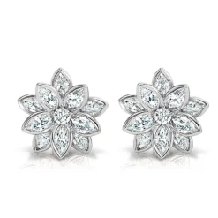 Diamond Lotus Flower Earrings