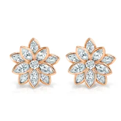 Diamond Lotus Flower Earrings