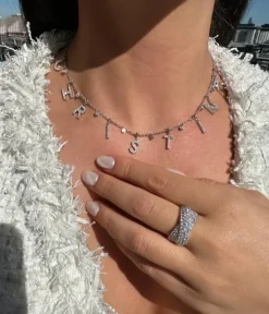 Diamond Name Necklace with Diamond Drops