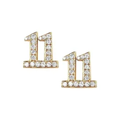 Diamond Number Stud Earrings