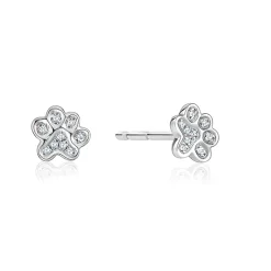 Diamond Paw Print Stud