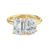 Diamond Pear and Emerald Twin Ring