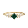 Diamond Petal Green Emerald Ring