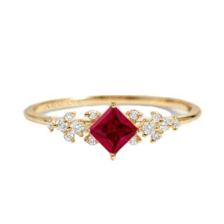 Diamond Petal Red Ruby Ring