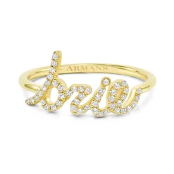 Diamond Script Name Ring