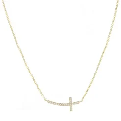 Diamond Sideways Cross Necklace