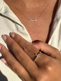 Diamond Sideways Cross Necklace