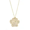 Diamond Studded Paw Print Necklace