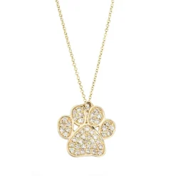 Diamond Studded Paw Print Necklace