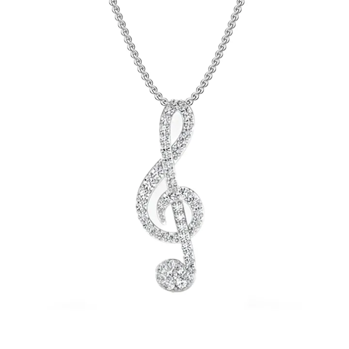 Diamond Treble Clef Necklace